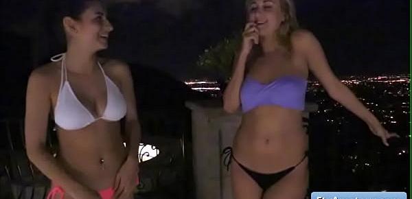  Sexy hot amateur busty girl Nina share Jacuzzi with her blonde friend